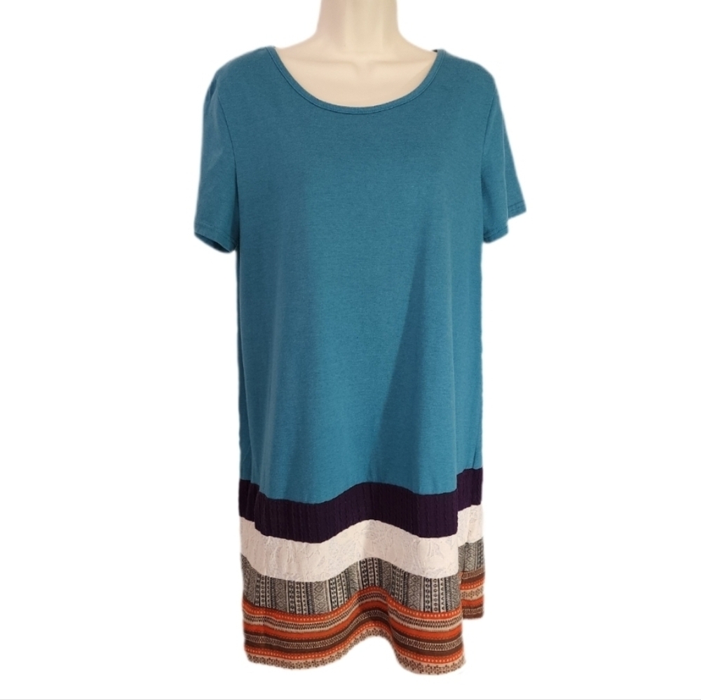 Soulberry Dress Short Sleeve Oversized Teal Size M - Picture 10 of 13